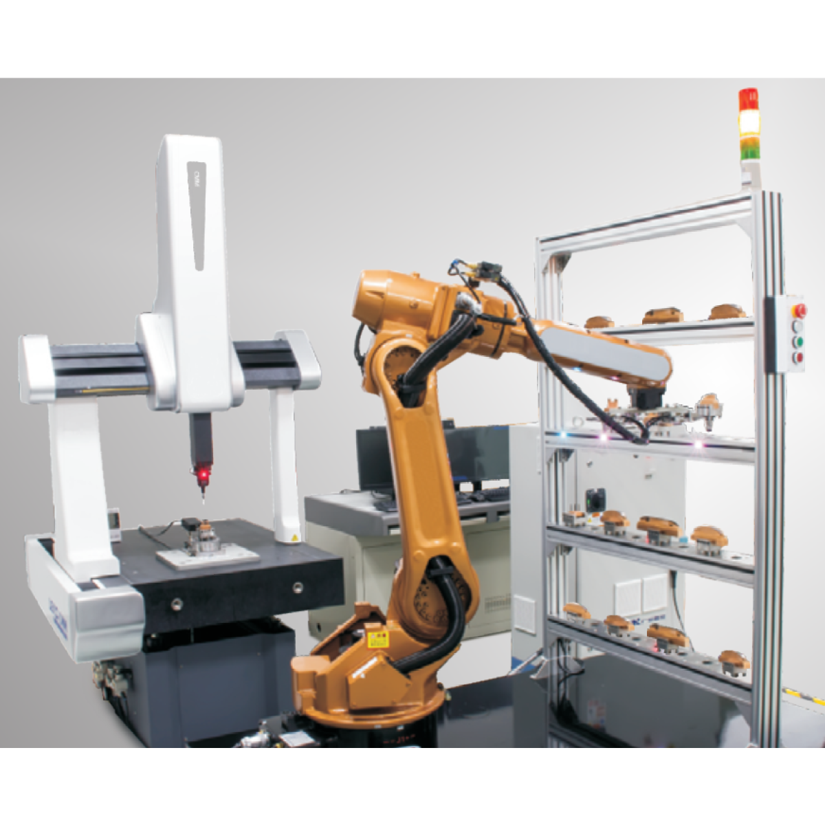 Automatic three coordinate measuring machine with Robot