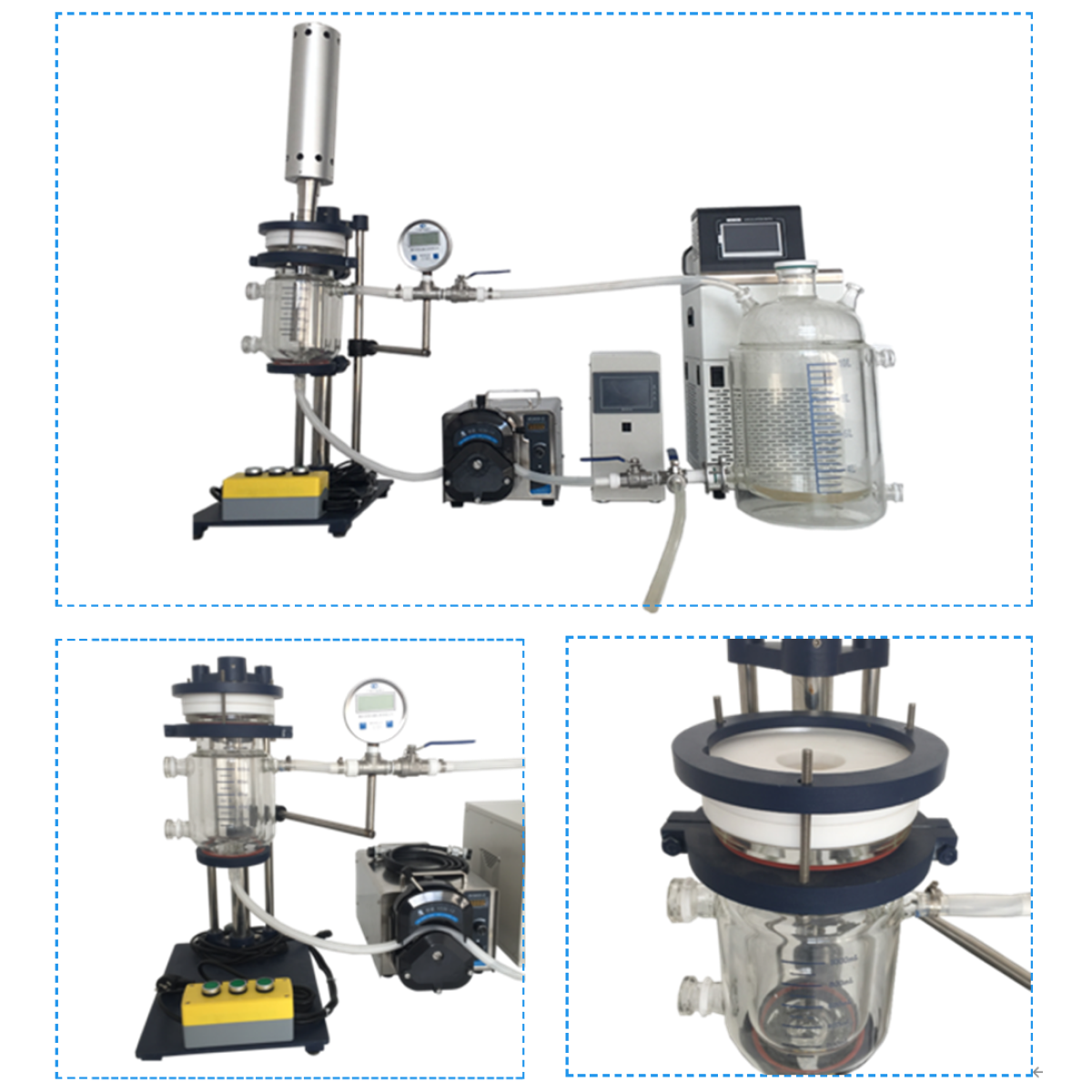 Ultrasonic dispersion machine with glass kettle